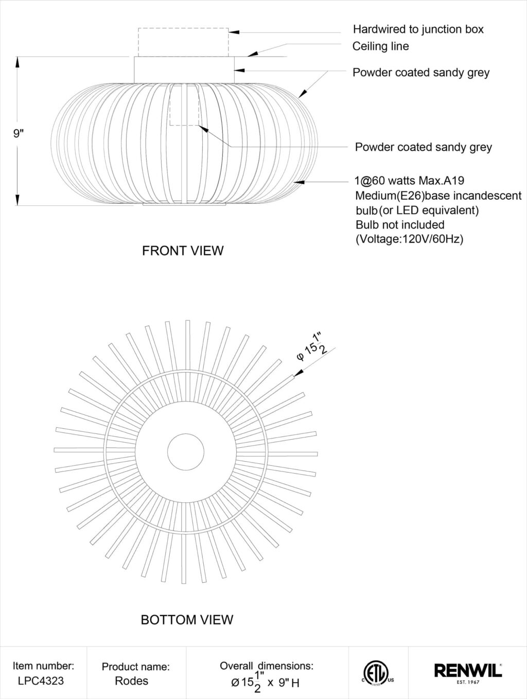 Rodes Ceiling Fixture - Image 4