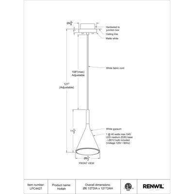 Hottah Ceiling Fixture LPC4427 LPC4427 TECHNICAL