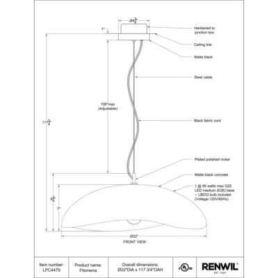 Filomena Ceiling Fixture LPC4479 LPC4479 7