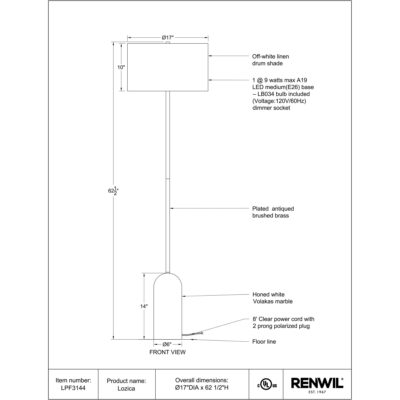 ACOMA Floor Lamp LPF3144 LPF3144 7