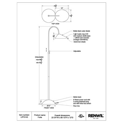 FORTE Floor Lamp LPF3145 LPF3145 5