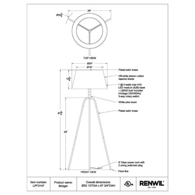 BRIDGET Floor Lamp LPF3147 LPF3147 6