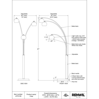 Folia Floor Lamp LPF3150 LPF3150 8