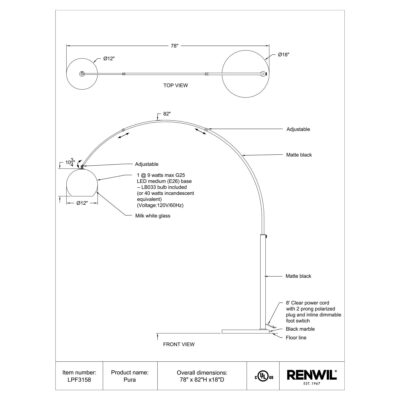 Pura Floor Lamp LPF3158 LPF3158 6