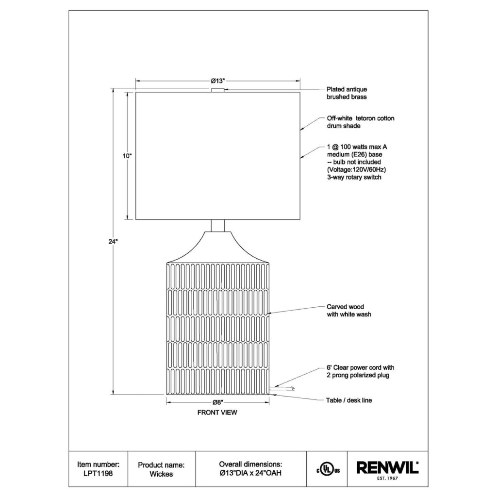 WICKES Table Lamp - Image 7