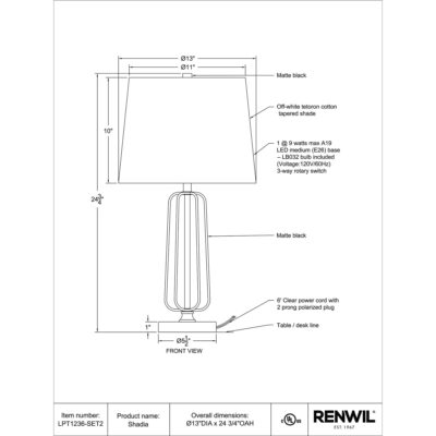 SHADIA Table Lamp (Set of 2) LPT1236-SET2 LPT1236 SET2 6