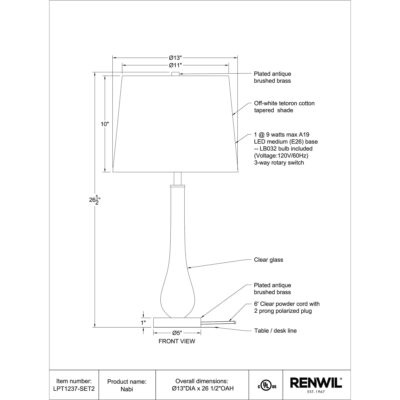 NABI Table Lamp (Set of 2) LPT1237-SET2 LPT1237 SET2 6