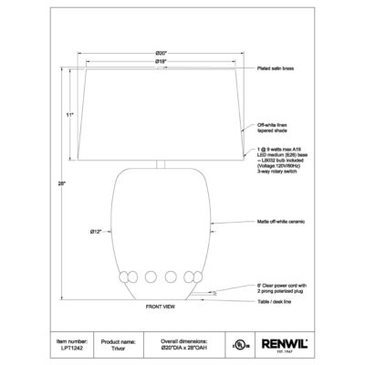 TRIVOR Table Lamp LPT1242 LPT1242 5