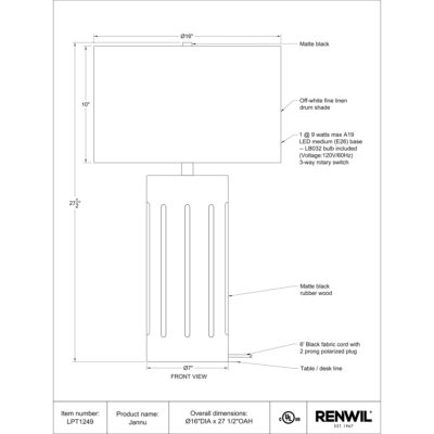 Jannu Table Lamp LPT1249 LPT1249 3