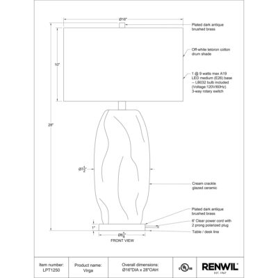 Virga Table Lamp LPT1250 LPT1250 3