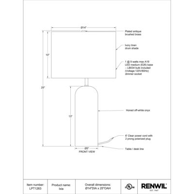 Ixia Table Lamp LPT1263 LPT1263 7