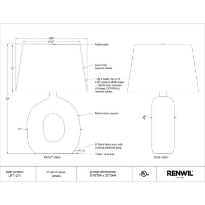 Omaru Table Lamp LPT1274 LPT1274 7