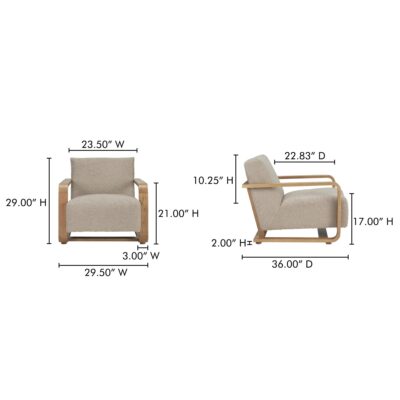 Eckersley Lounge Chair Beige Faux Shearling ME-1073-34 ME 1073 34 70