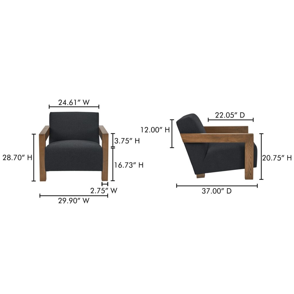 Garnet Lounge Chair Charcoal Wool Blend - Image 10