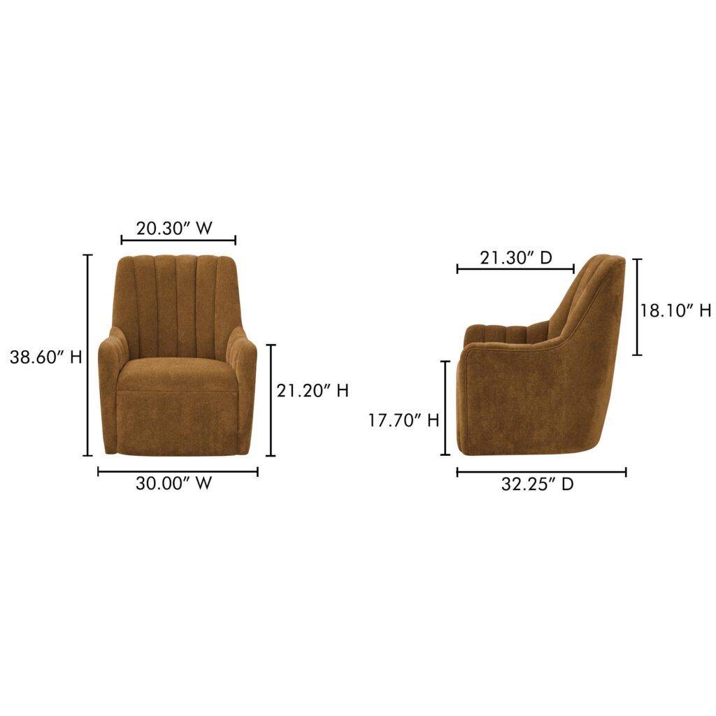 Bowie Swivel Chair Ochre Brown - Image 7