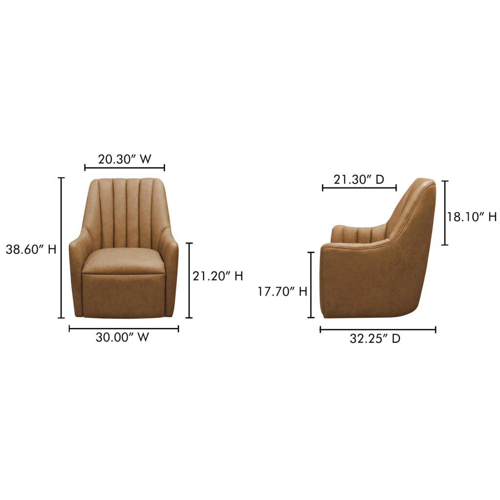 Bowie Swivel Chair Tan Leather - Image 9