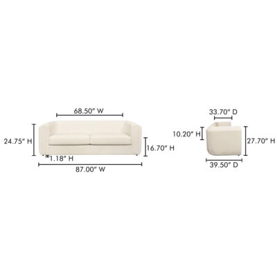 Alora Sofa White MM-1002-18 MM 1002 18 70