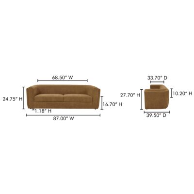 Alora Sofa Fabric Ochre Brown MM-1002-20 MM 1002 20 70