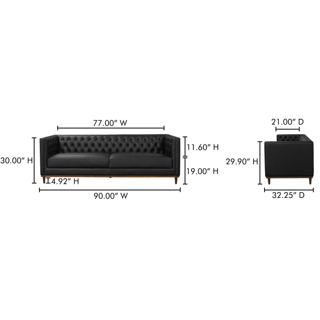 Fielder Sofa Black Leather - Image 7