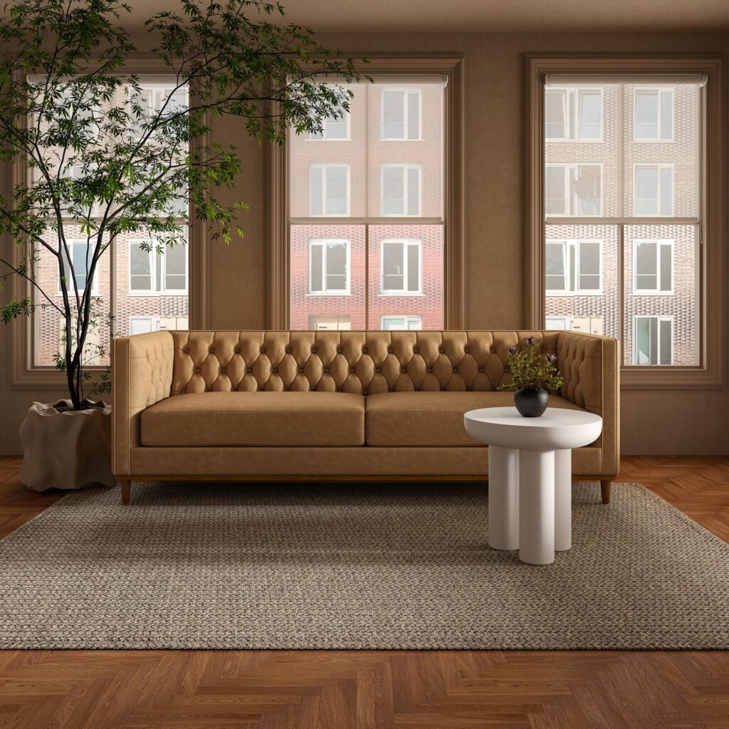 Fielder Sofa Tan Leather - Image 7