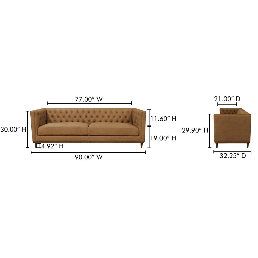 Fielder Sofa Tan Leather - Image 9