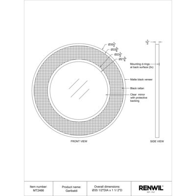 GARIBALDI Mirror MT2466 MT2466 TECHNICAL