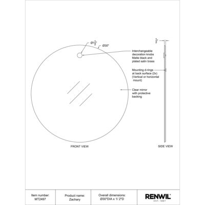 ZACHARY Mirror MT2497 MT2497 TECHNICAL