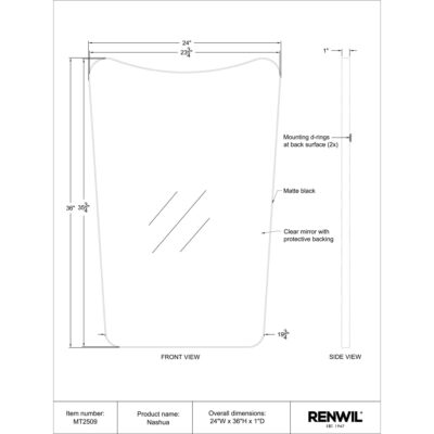 NASHUA Mirror MT2509 MT2509 TECHNICAL