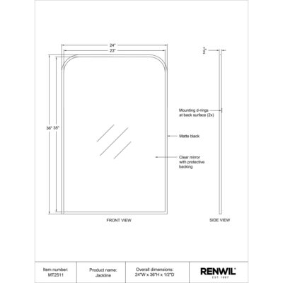 JACKLINE Mirror MT2511 MT2511 TECHNICAL