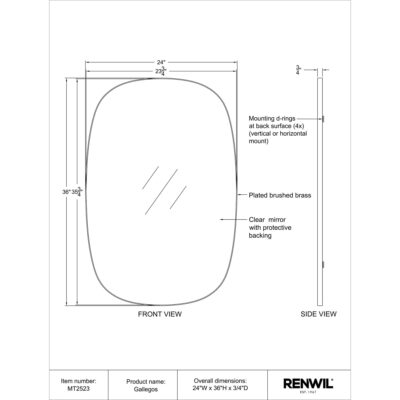 GALLEGOS Mirror MT2523 MT2523 TECHNICAL