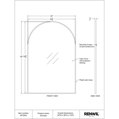 DURNESS Mirror MT2524 MT2524 TECHNICAL