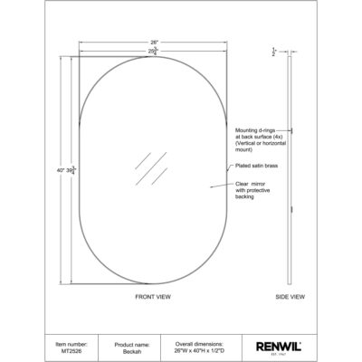 BECKAH Mirror MT2526 MT2526 TECHNICAL