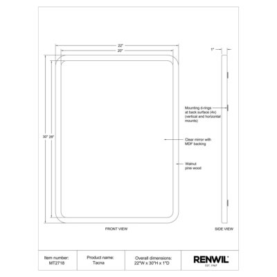 Tacna Vanity Mirror MT2718 MT2718 5