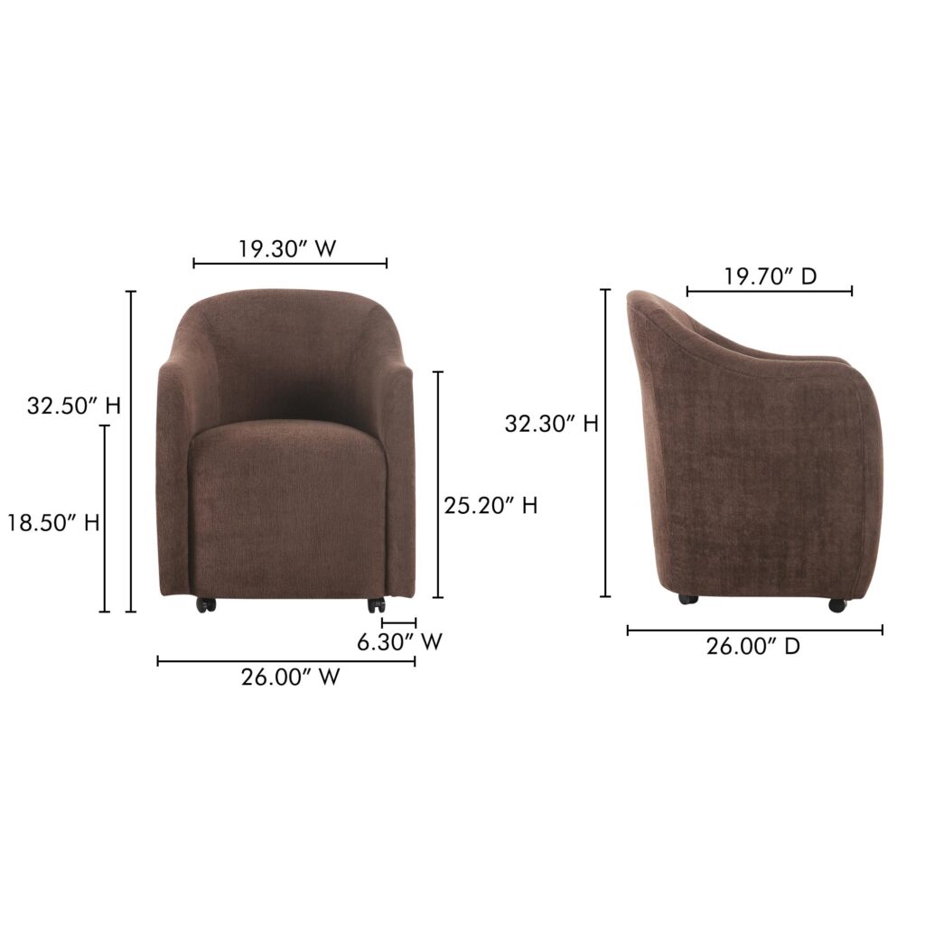 Drava Rolling Dining Chair Dark Brown - Image 10