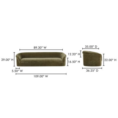 Thora Sofa Dark Green OA-1040-27 OA 1040 27 70