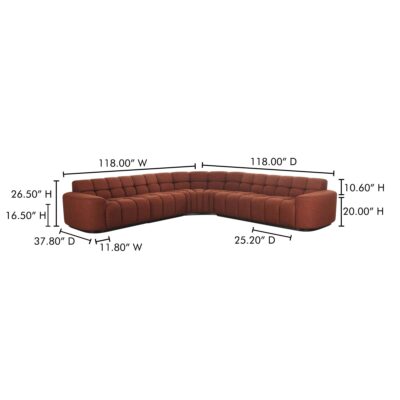 Roman L-Shaped Sectional Rust OA-1042-12-0 OA 1042 12 0 70