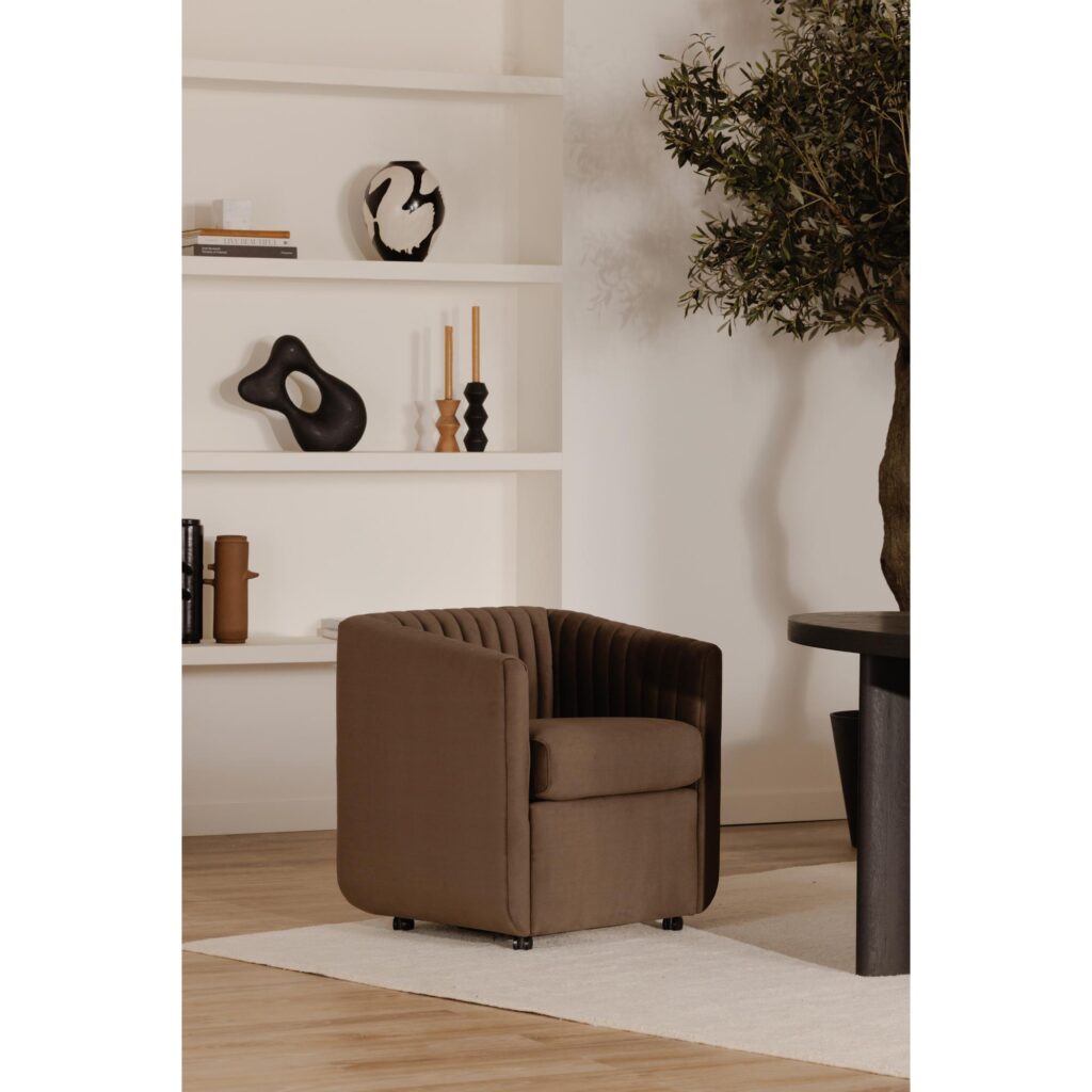 Jane Rolling Dining Chair Brown Velvet - Image 9