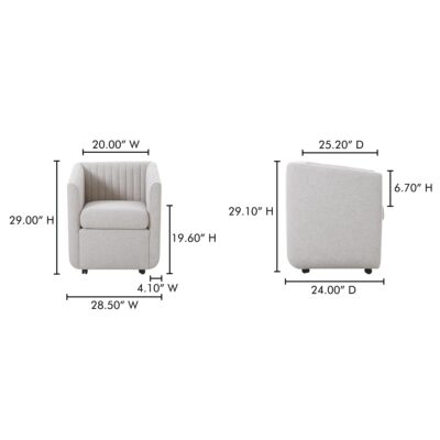 Jane Rolling Dining Chair Oatmeal OA-1044-34 OA 1044 34 70