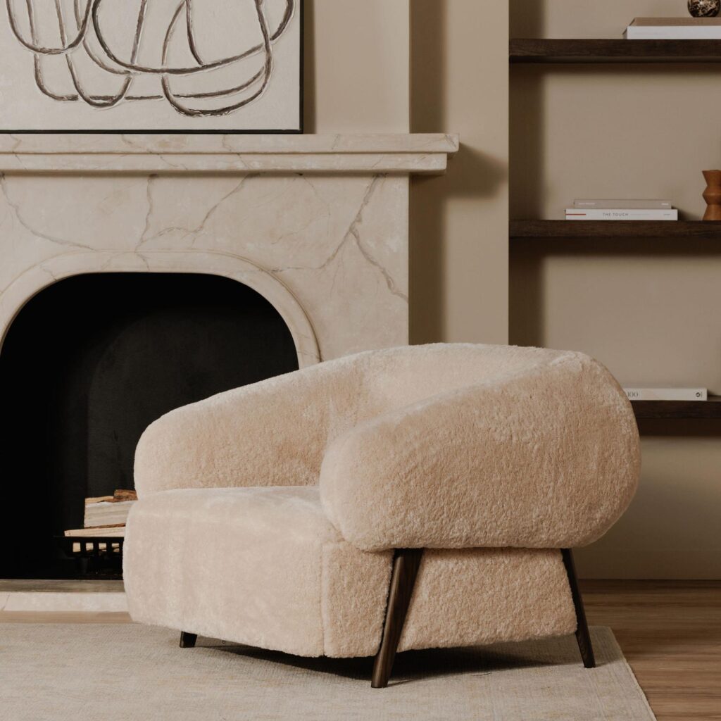 Devlin Lounge Chair Cream Faux Fur - Image 8