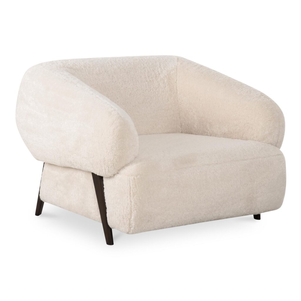 Devlin Lounge Chair Cream Faux Fur - Image 2