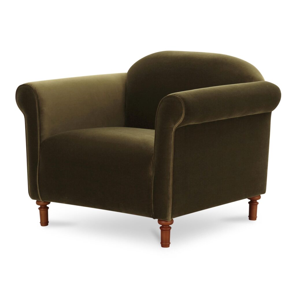 Harmony Accent Chair Dark Green Faux Mohair - Image 3