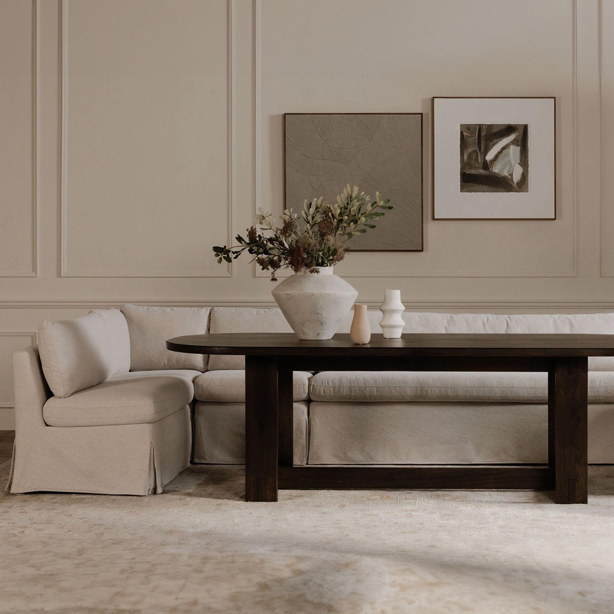 Fable Slipcover Dining Banquette L-Shape Beige 96In 10 Fable Slipcover Dining Banquette L-Shape Beige 96In - Image 10