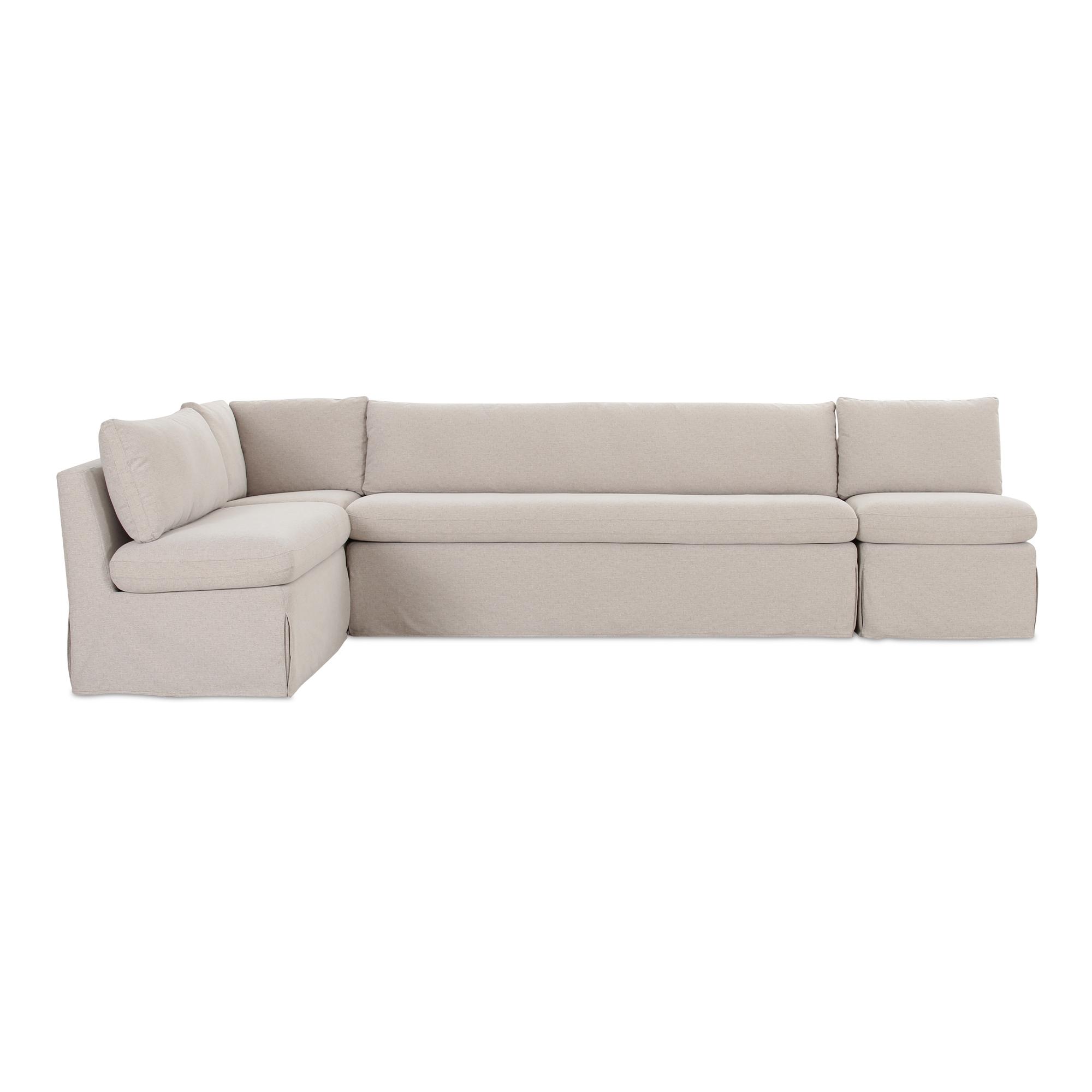 Fable Slipcover Dining Banquette L-Shape Beige 125.5In