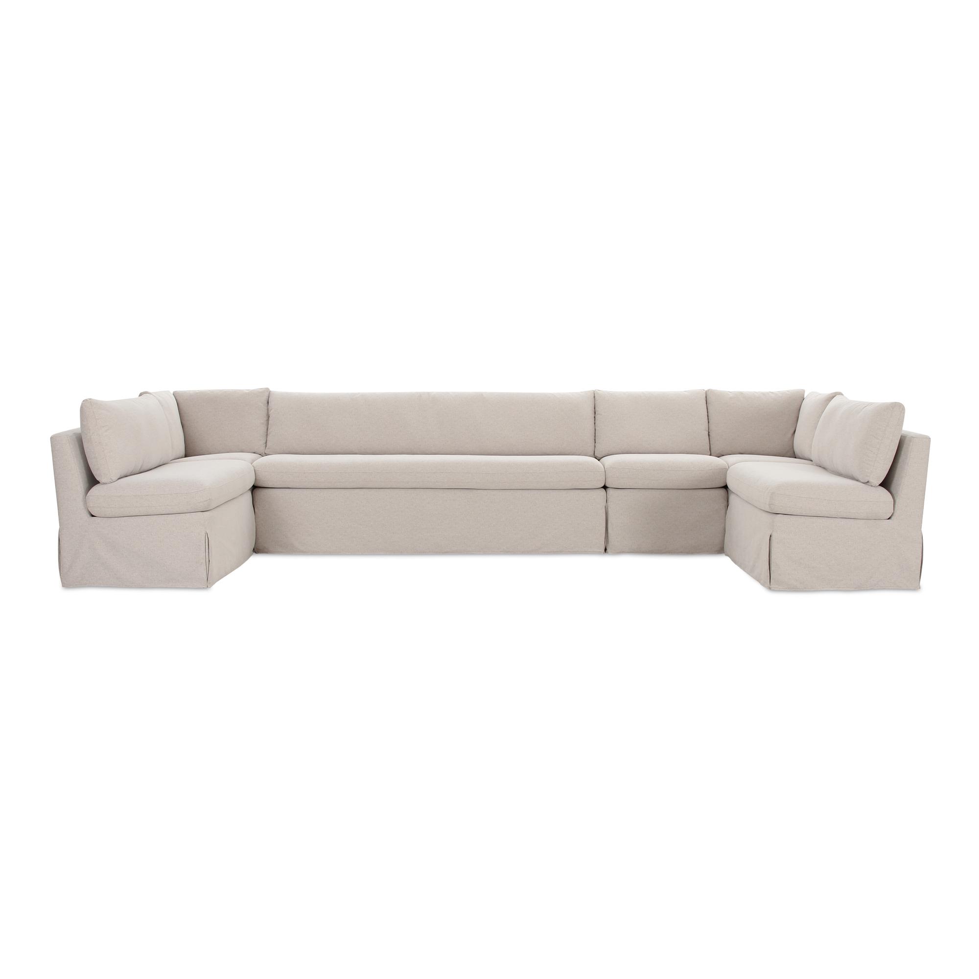 Fable Slipcover Dining Banquette U-Shape Beige 154In