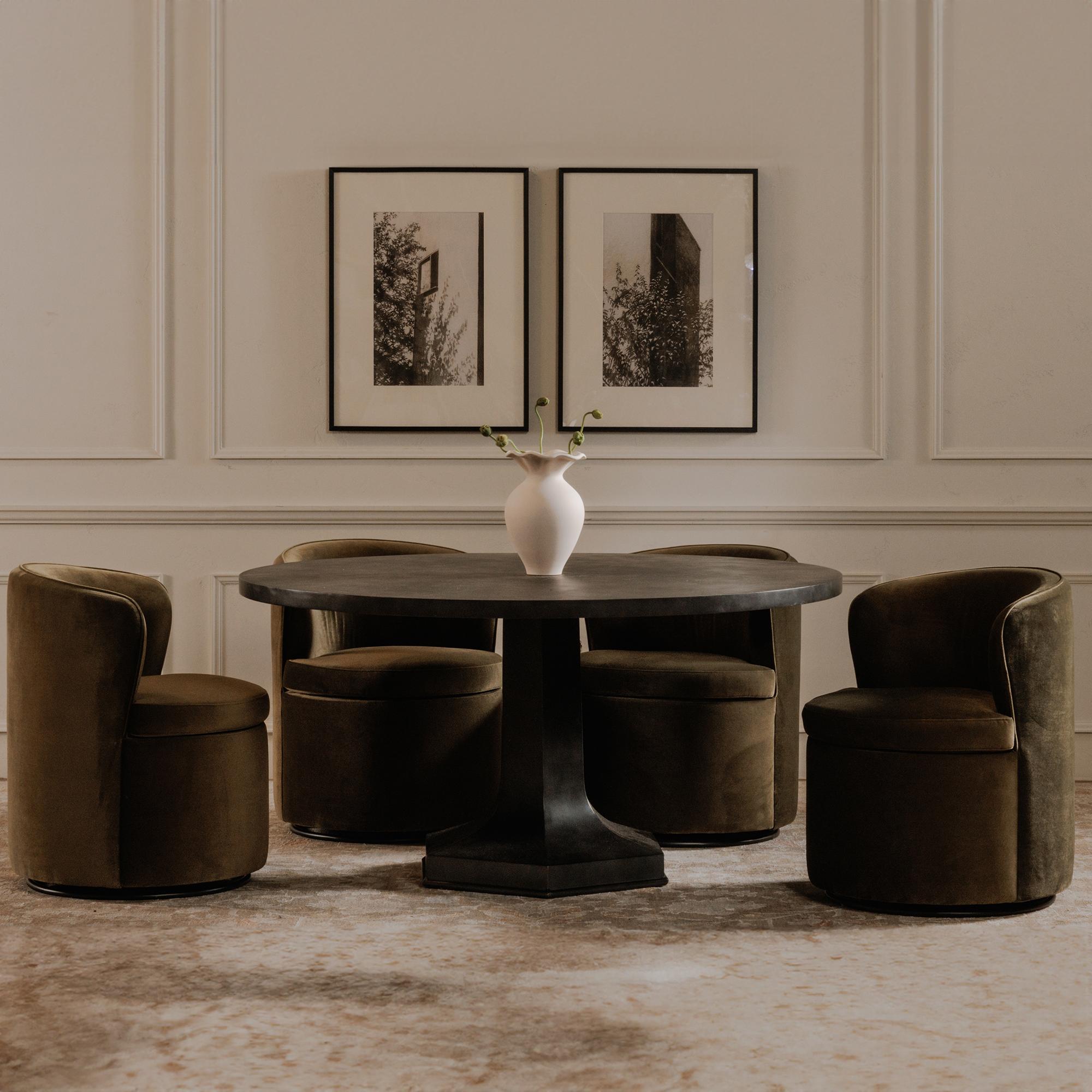 Dane Swivel Dining Chair Faux Green Mohair 9 Dane Swivel Dining Chair Faux Green Mohair - Image 9