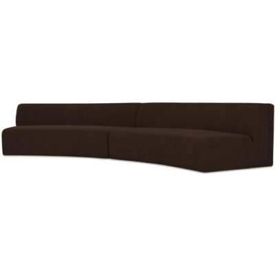 Naomi 2 Piece Concave Modular Sectional Dark Brown