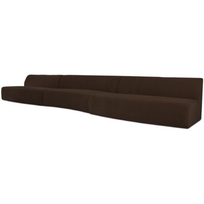 Naomi 3 Piece Wave Modular Sectional Dark Brown