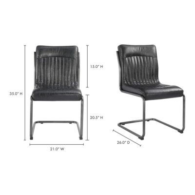 Ansel Dining Chair Onyx Black Leather (Set of 2) PK-1043-02 PK 1043 02 70