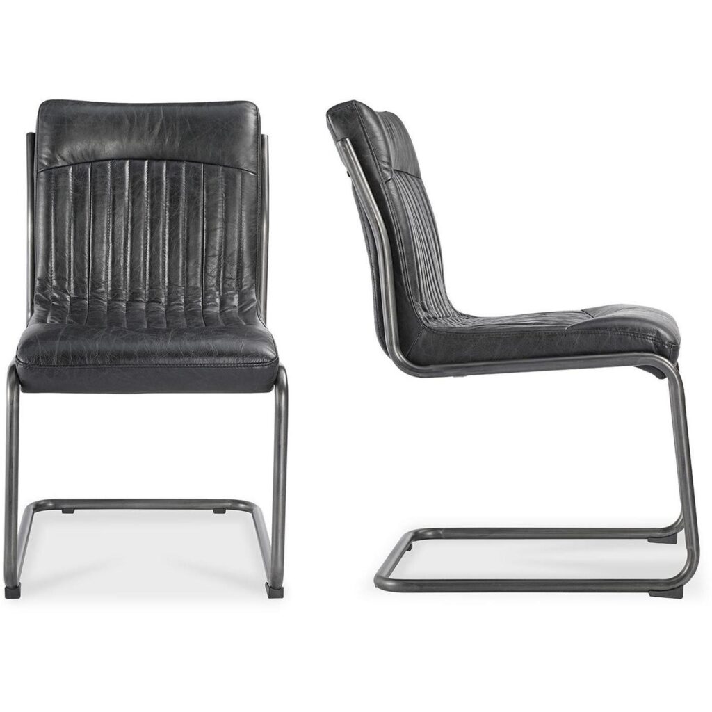 Ansel Dining Chair Onyx Black Leather (Set of 2)