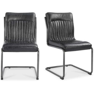 Ansel Dining Chair Onyx Black Leather (Set of 2) PK-1043-02 PK 1043 02 81